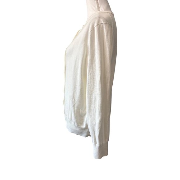 Lands End Womens Ivory Button-Down White Cardigan Sweater Size Large (14-16 ) - Picture 2 of 12